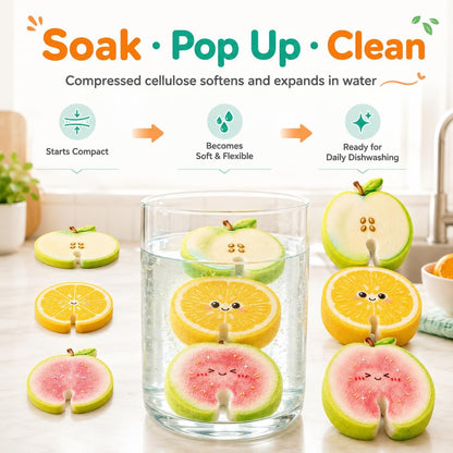 🍊🧼3 Pcs Cute fruit-shaped dishwashing sponge - suitable for cleaning kitchen tableware