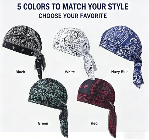 🧣❄️ Cooling Headscarf Cap Set, Motorcycle Pirate Head Wrap Safety Helmet Liner