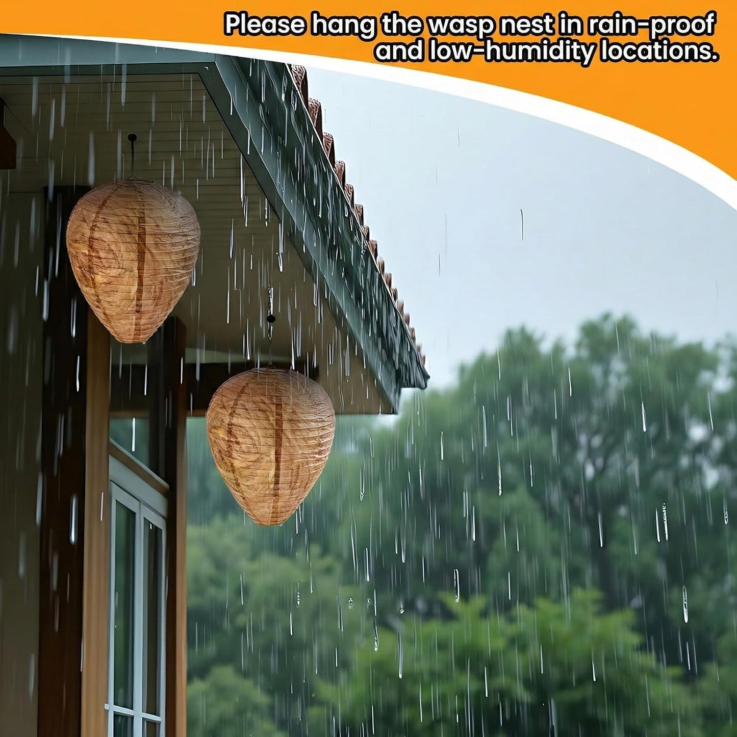 🐝🚫 4 Pack Fake Wasp Nest Decoy for Outdoor Hanging – Natural Wasp Deterrent
