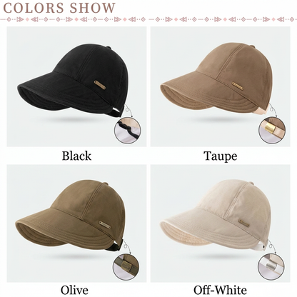 ☀️Face-covering sun hat, UV protection black rubber sun hat,