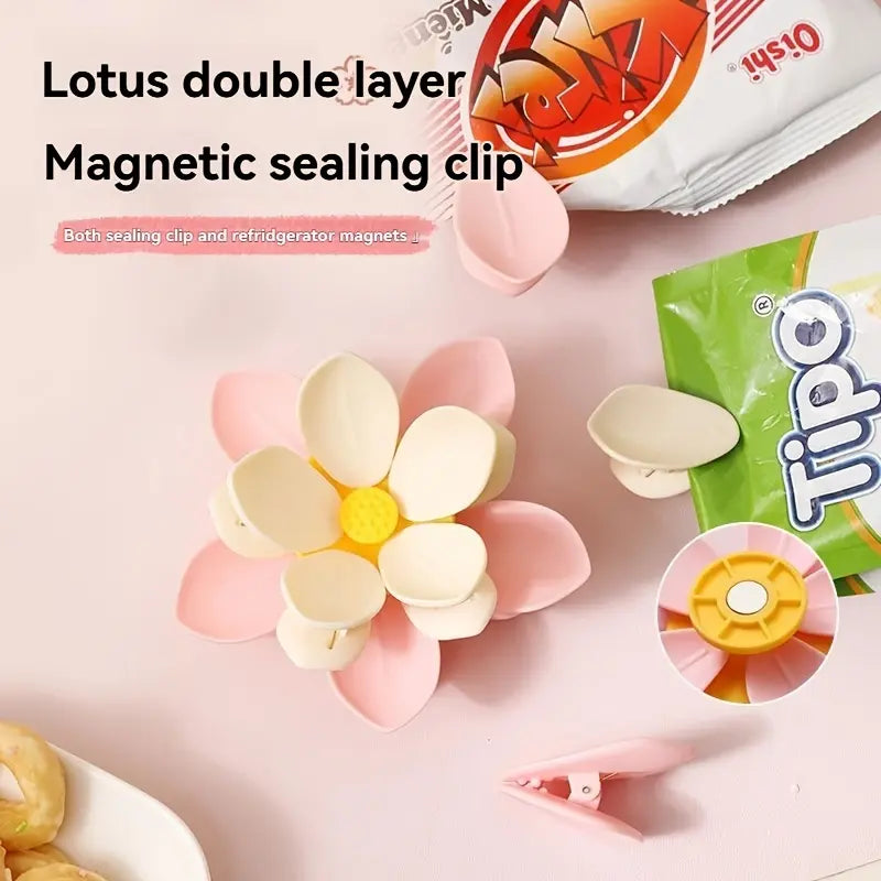 🌸Lotus Flower Refrigerator Magnet Snack Clip