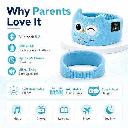 Kids Plush Fleece Wireless Music Headband with Ultra-Thin Speakers