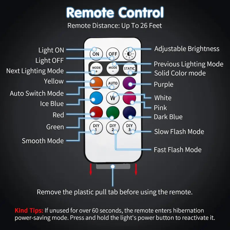 Multifunctional RGB LED Wireless Remote-Controlled Flashing Warning Light