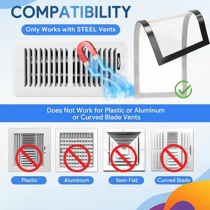 🧲 6-Piece Magnetic Floor Vent Cover Set — Mesh design; easy to install and clean