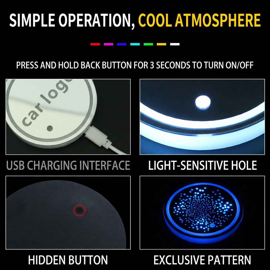 🔋7 Colors Luminous Car Atmosphere Cup Holder Pads