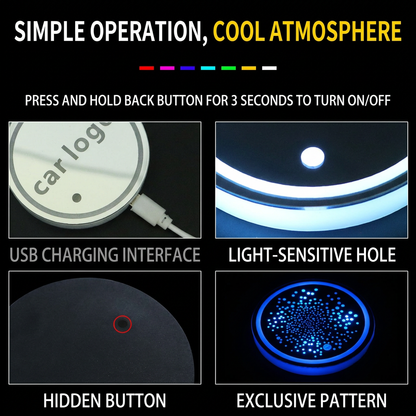 🔋7 Colors Luminous Car Atmosphere Cup Holder Pads