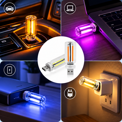 💡Dimmable Car USB Night Light – Touch-Controlled LED Filament Light