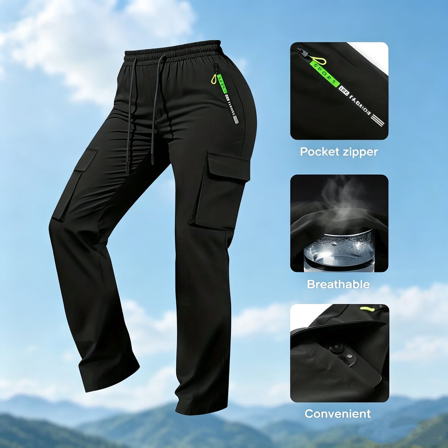 Multi-Pocket Design Slim Straight Leg Casual Trousers