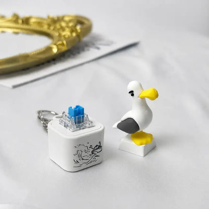 🔊🐦 Seagull MINE! Button Keychain-Real Sound & LED Light
