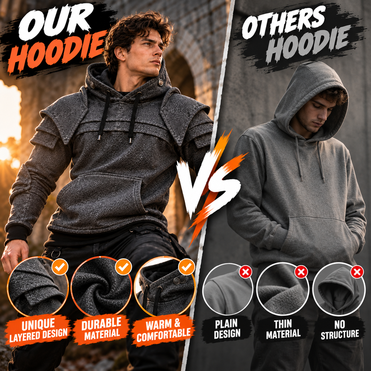 ⚔️ The Dark Armor Knight Hoodie – Tactical Medieval Streetwear