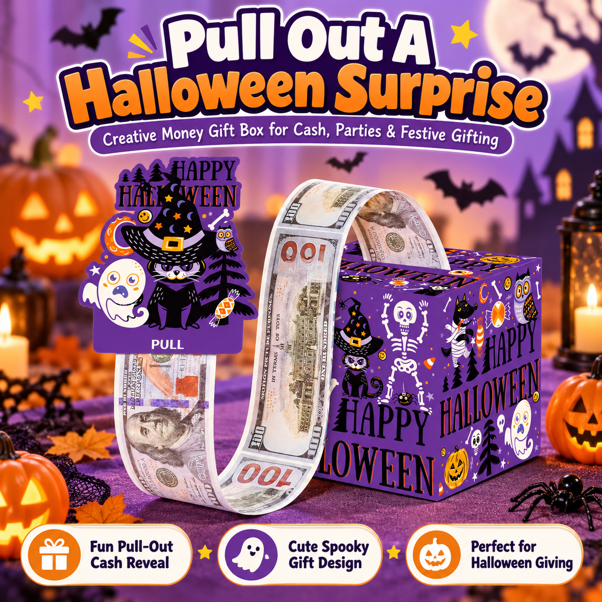 Money Pull Box, Creative Spooky Halloween Cash Holder