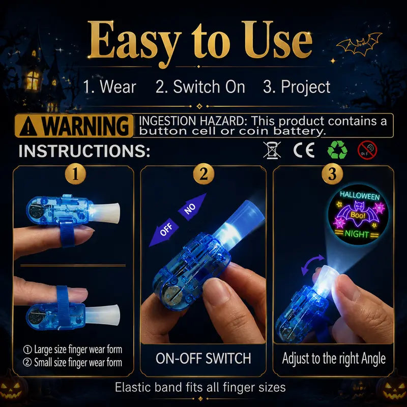 36PCS Halloween And Christmas LED Projection Finger Lights