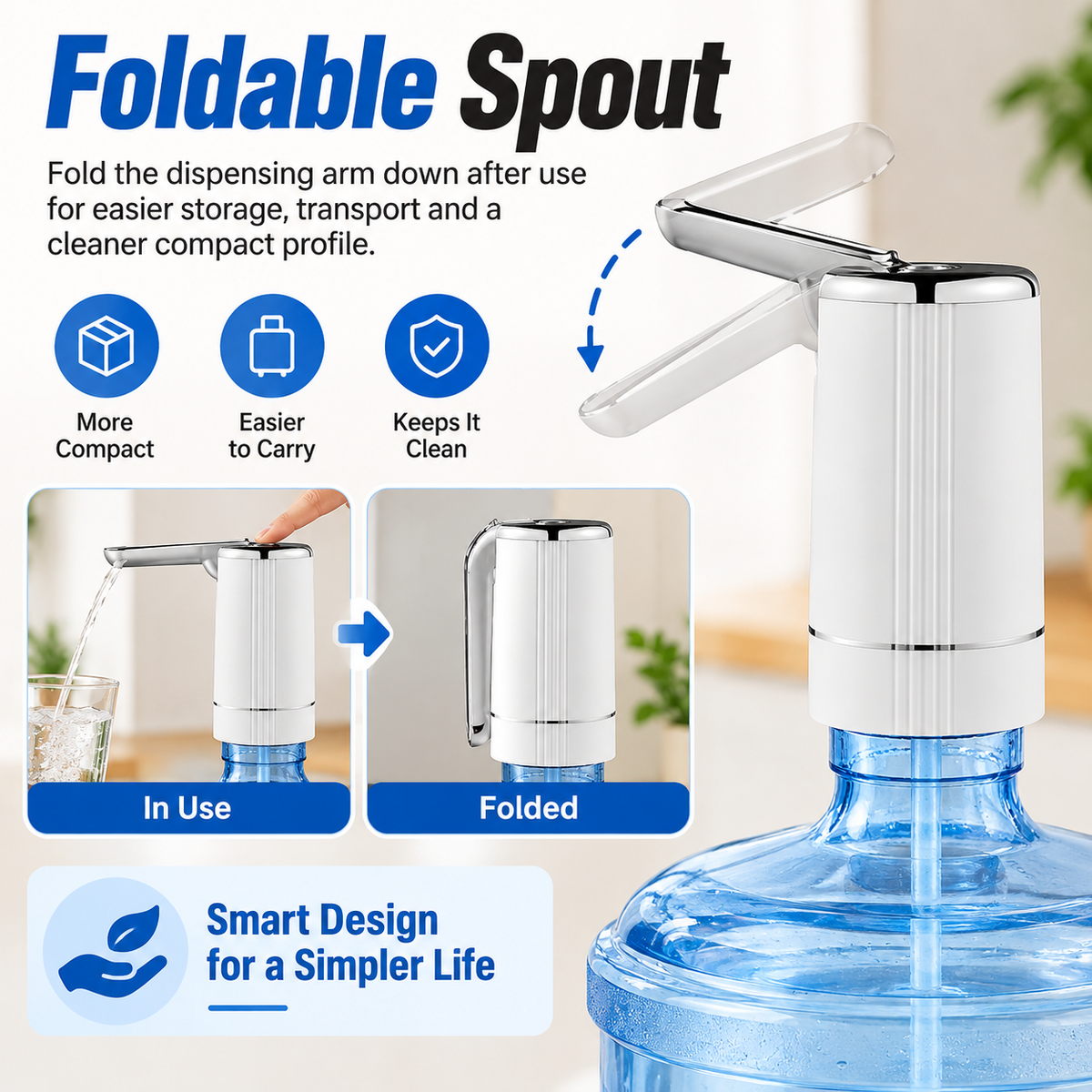 Automatic Foldable Water Bottle Pump