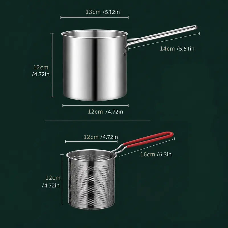 🔥Stainless Steel Deep Fryer &amp; Strainer Pot Set