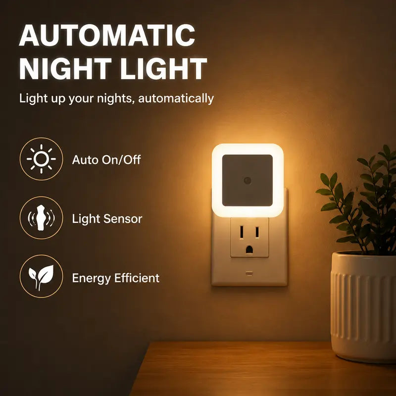 Creative Gift Intelligent LED Plug-in Energy-Saving Light-Controlling Night Light（4Pcs）