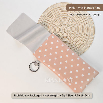 Buy three get one free🎒 PU Leather Eyeglass Pouch with Key Ring - Spring-Open Portable Glasses Case ✨