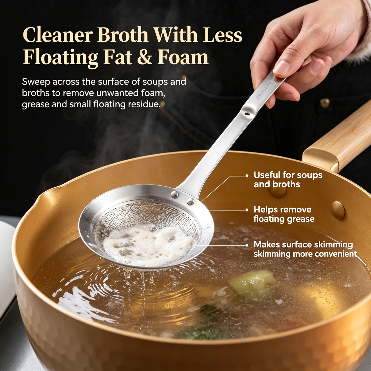 304 Stainless Steel Fine Mesh Skimmer Spoon