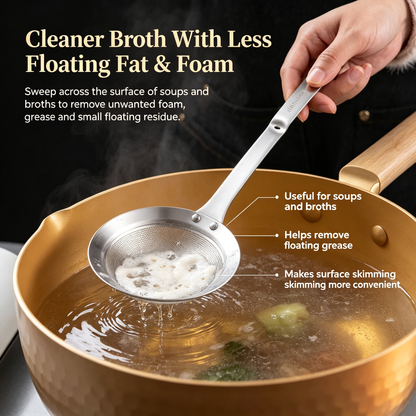304 Stainless Steel Fine Mesh Skimmer Spoon