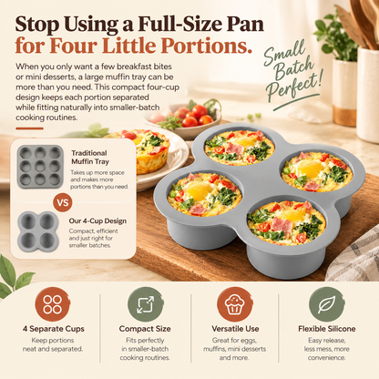 4-Cup Silicone Air Fryer Egg Mold & Oven Baking Pan