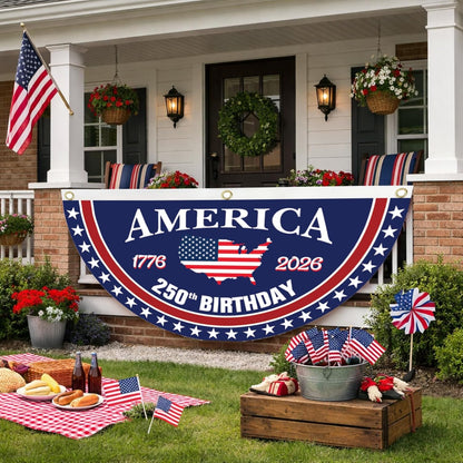 🔥Hot Sale 49% off🌟🦅 America 250th Birthday Semicircular Independence Day Porch Decor Flag