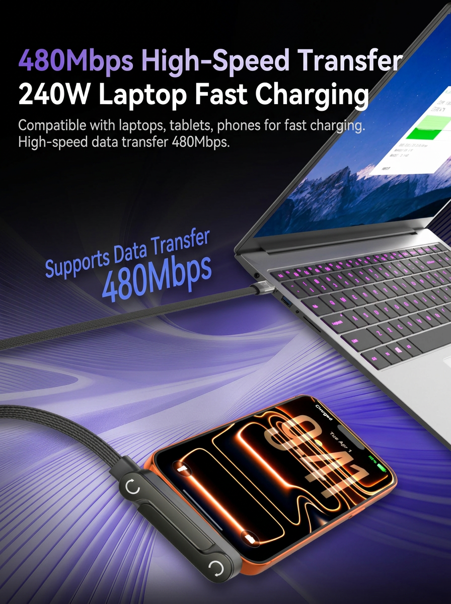 ⚡240W Phone Stand Multi-Function Fast Charging Data Cable
