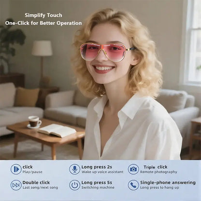 🕶️🎵Smart Bluetooth 5.4 Sunglasses with Open-Ear Audio Blue Light Blocking UV Protection Waterproof