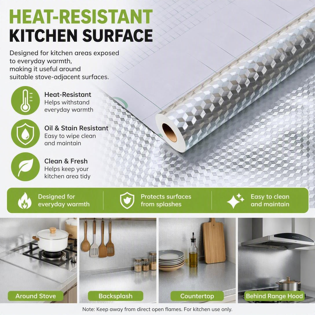 Self-Adhesive Aluminum Foil Kitchen Backsplash Wallpaper