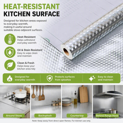 Self-Adhesive Aluminum Foil Kitchen Backsplash Wallpaper