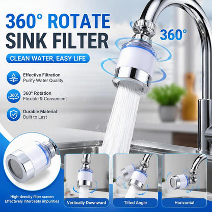 360° Rotating Kitchen Faucet Water Filter with 6 Filter Cartridges