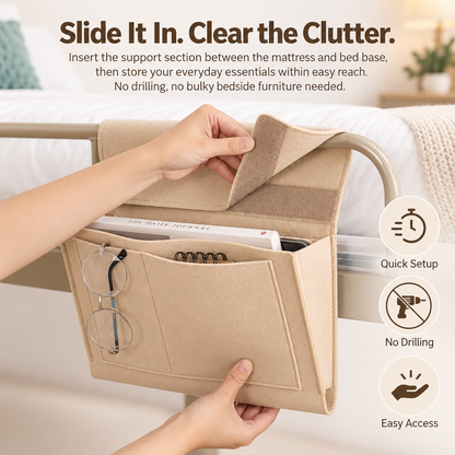 Bedside Caddy, 5 Pockets Felt Bedside Storage Organizer