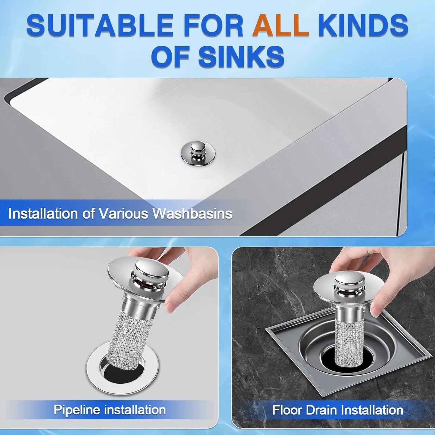 🔩Stainless Steel Anti-Odor Bathroom Sink Stopper