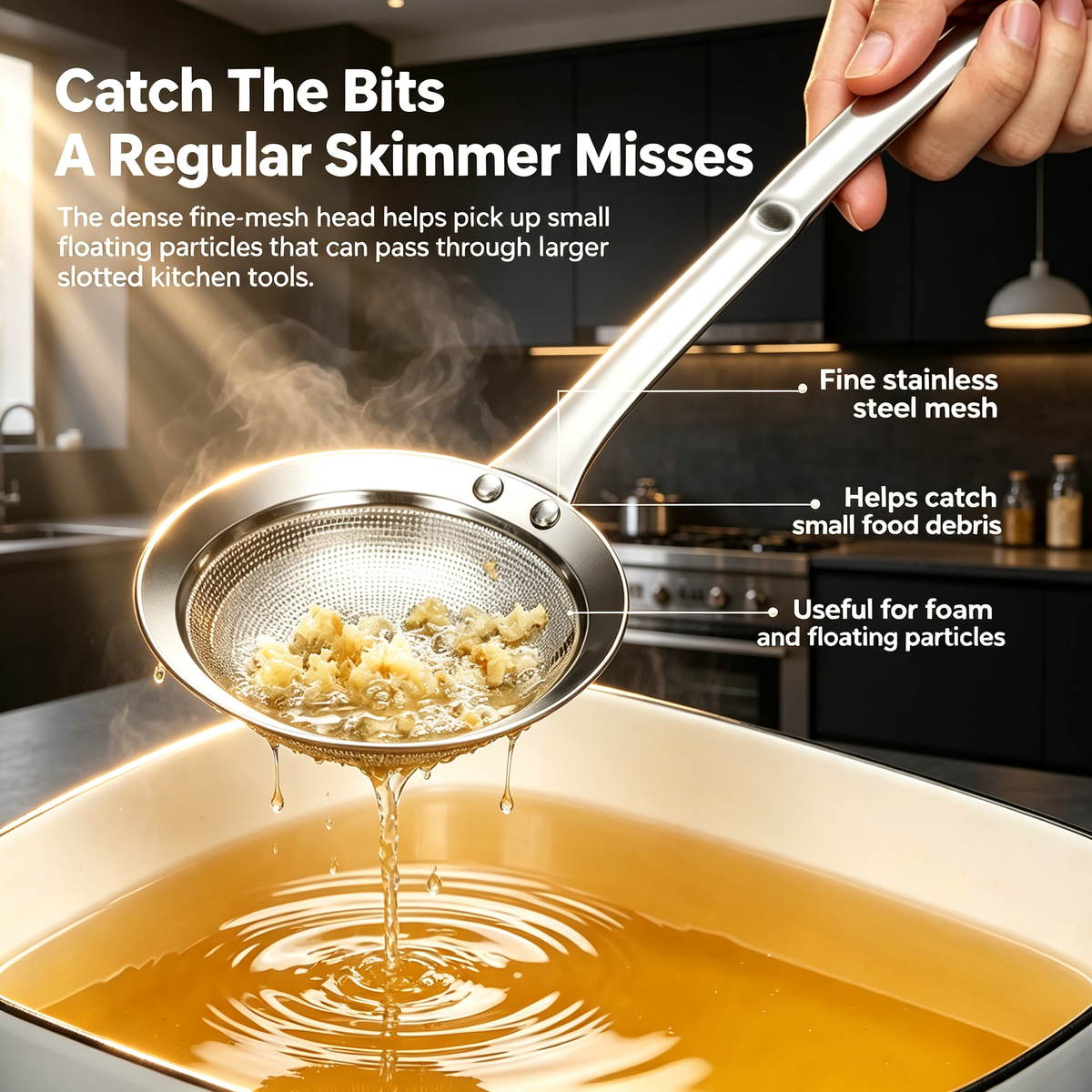 304 Stainless Steel Fine Mesh Skimmer Spoon