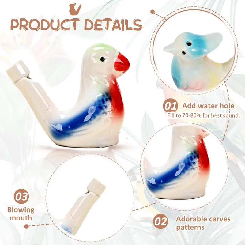 🐦 Ceramic Water Bird Whistles, Colorful Porcelain Toys