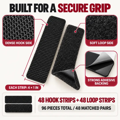 🏠48 Pairs Strong Velcro – suitable for hanging photos, securing carpets, and wall mounting