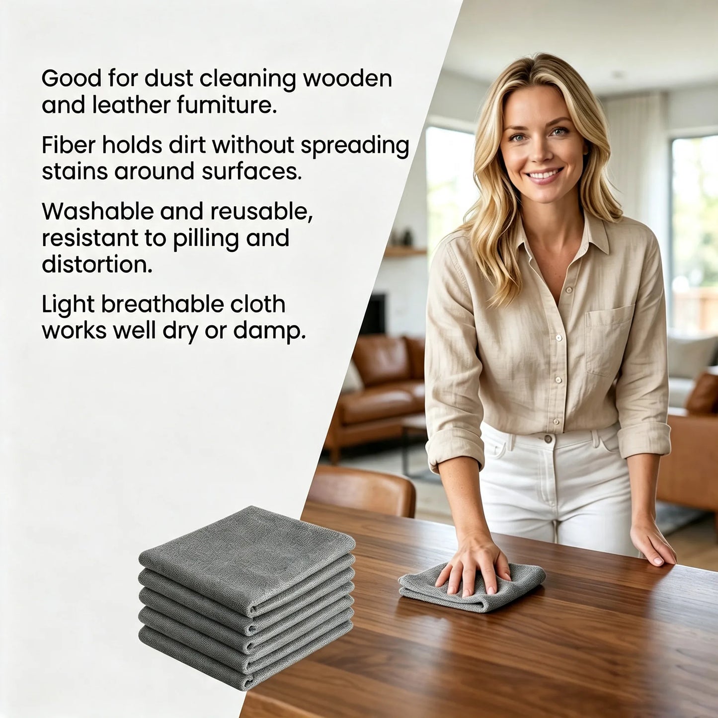 ✨ Ultra-Absorbent Magic Microfiber Cleaning Cloth (5-Pack) | Streak-Free & Chemical-Free Cleaning For Any Surface! 🧽🔥