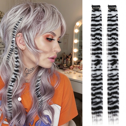 🎨Colored clip-on highlights hair extensions（2Pcs）