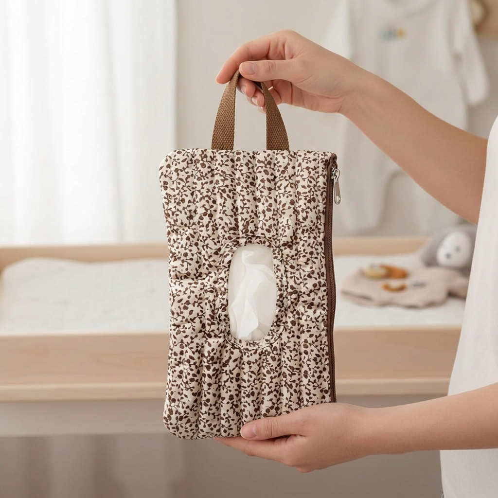 🌸Hangable floral pattern wet wipes bag