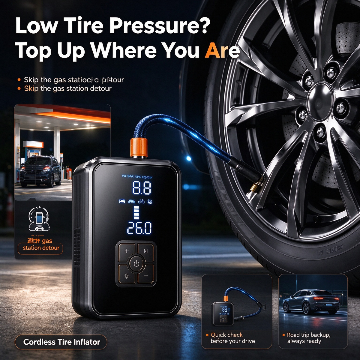 🚗💨Portable tire inflator – keep your tires inflated anytime