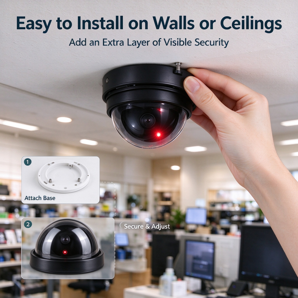 Fake Dome Security Camera with Red LED