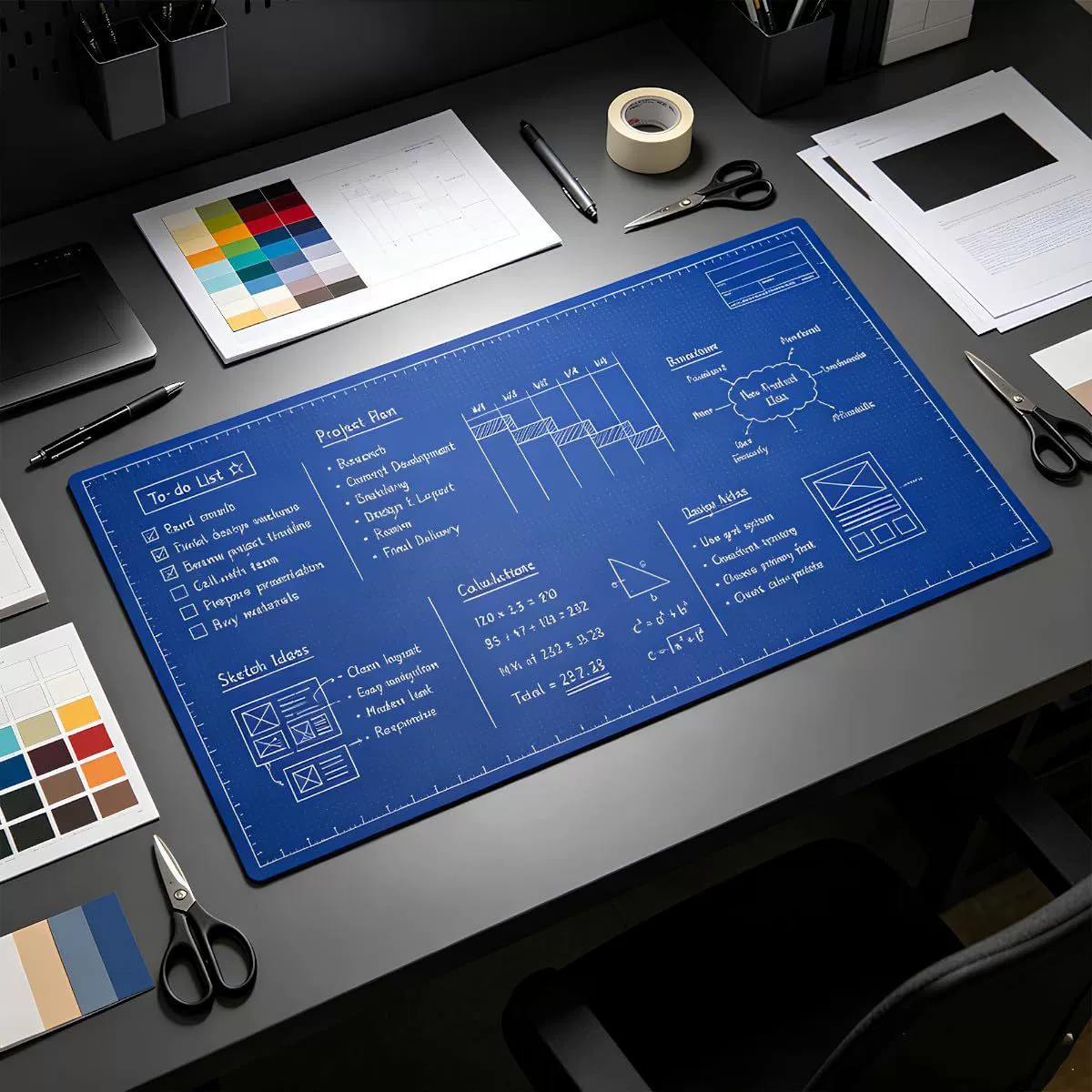 📐Blueprint Double-sided Desktop Mat