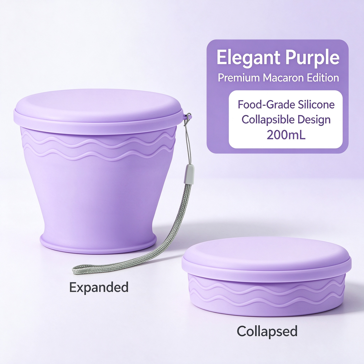 ♻️Upgraded Macaron-Style Collapsible Silicone Cup
