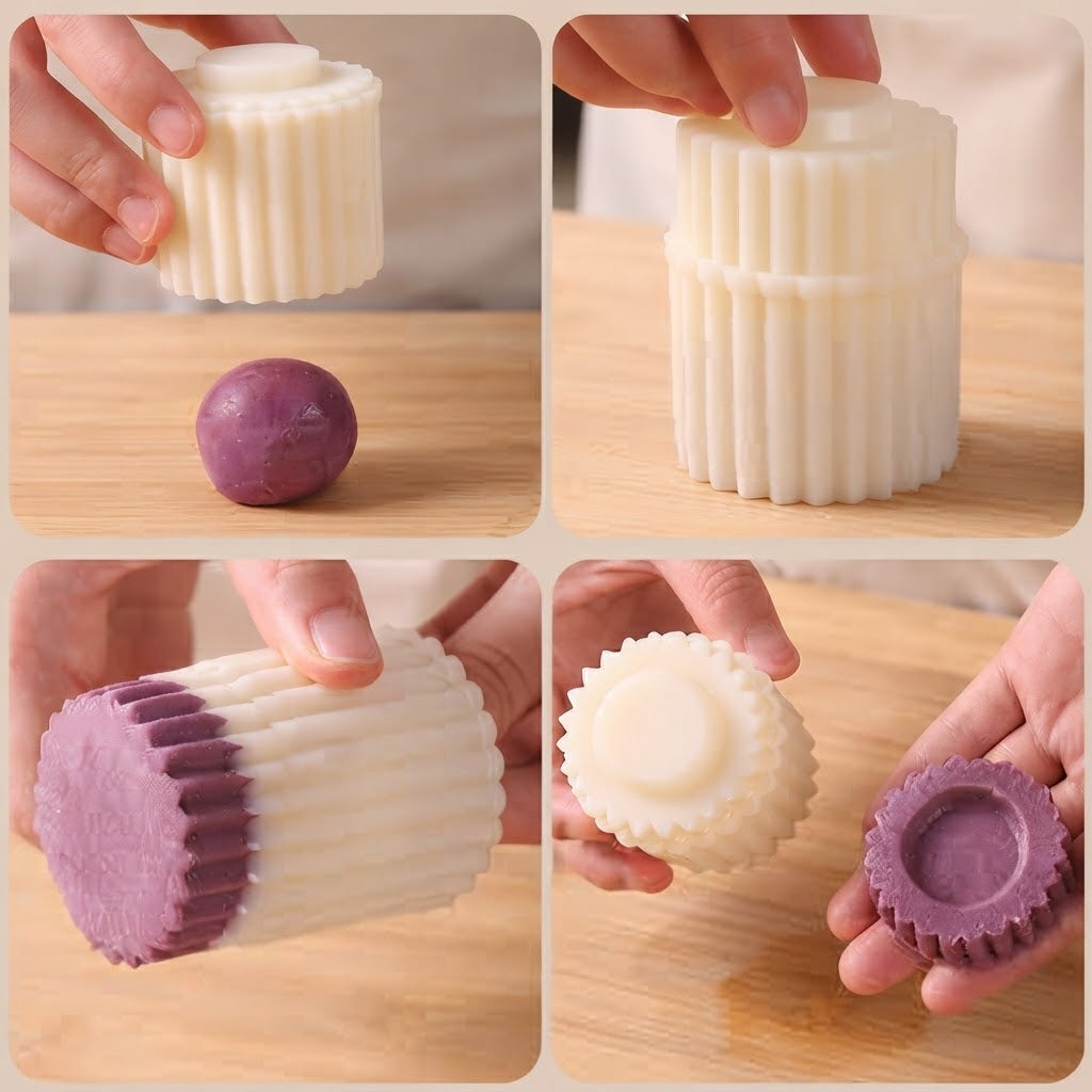 🥮Sunflower-patterned round hand-pressed mooncake mold - for DIY cookies and pineapple pastries