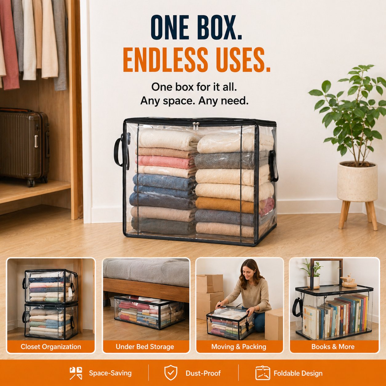 🔥Hot Sale 49% off🌟📦 Large Heavy-Duty Thick Plastic Clear Storage Bag for Clothes, Moving & Storage