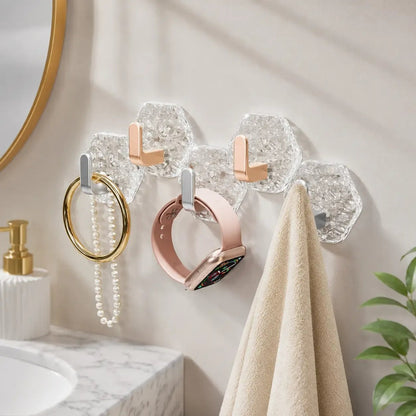 🔥Buy More Save More🔥Heavy-Duty Plastic Self-Adhesive Hexagonal Ripple Hooks