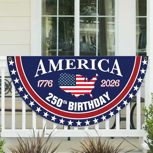 🔥Hot Sale 49% off🌟🦅 America 250th Birthday Semicircular Independence Day Porch Decor Flag