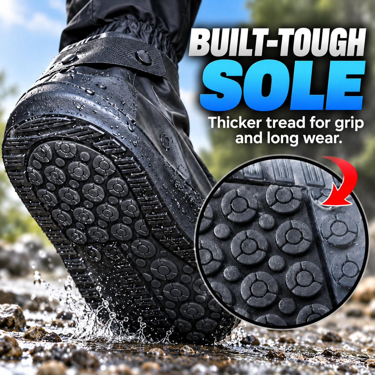 ☔Reusable Latex Rain Shoe Covers – Mid-calf, Waterproof, and Wear-resistant