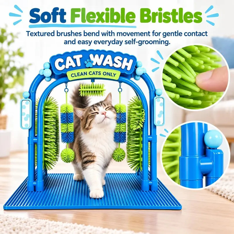 😺Cat grooming station tools - with soft massage brush