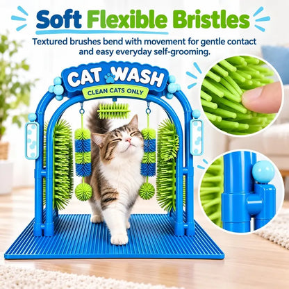 😺Cat grooming station tools - with soft massage brush