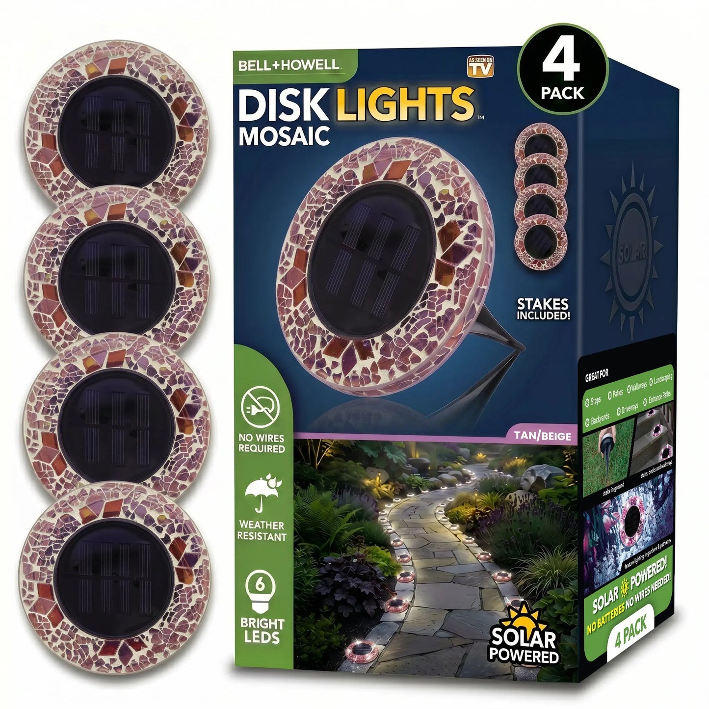 🔥Hot Sale 49% off🌟💎 Solar Outdoor Mosaic Disk Pathway LED Lights