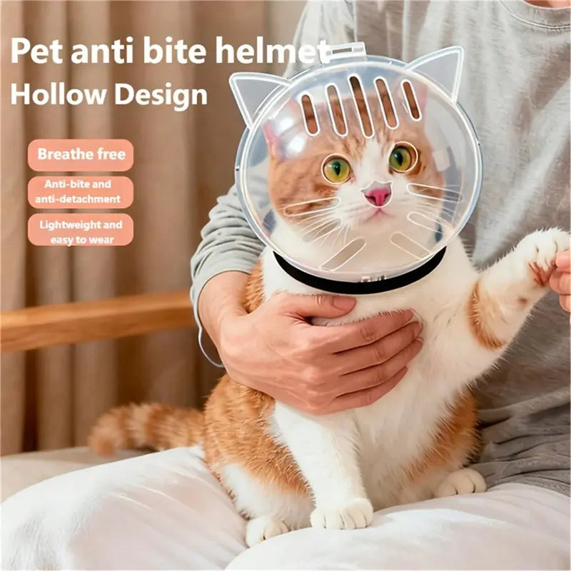 Translucent Cat Muzzle Bite Guard - Breathable Cap
